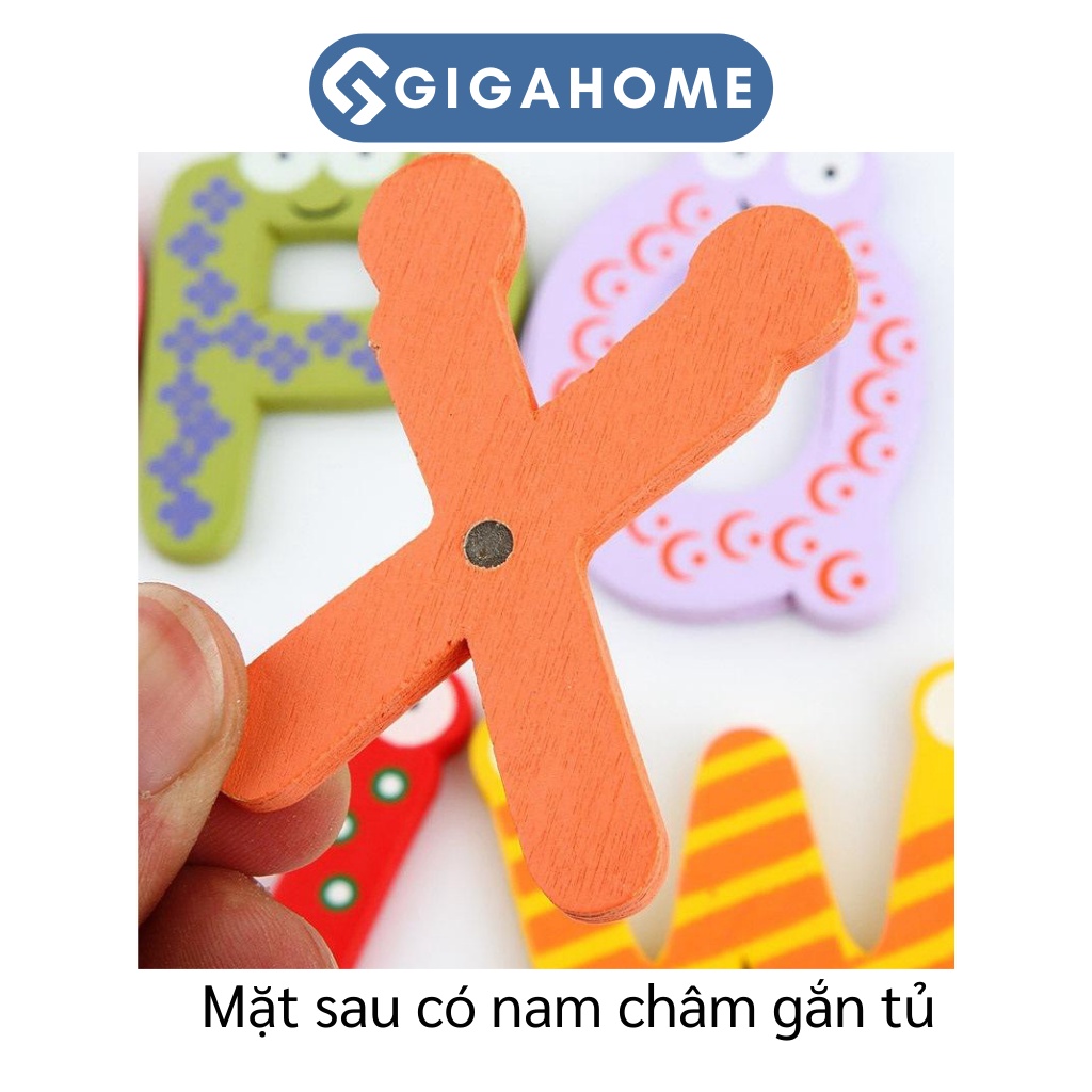 Combo 26 Chữ Cái Tiếng Việt GIGAHOME Bằng Gỗ Có Nam Châm Giáo Dục Bé 6377