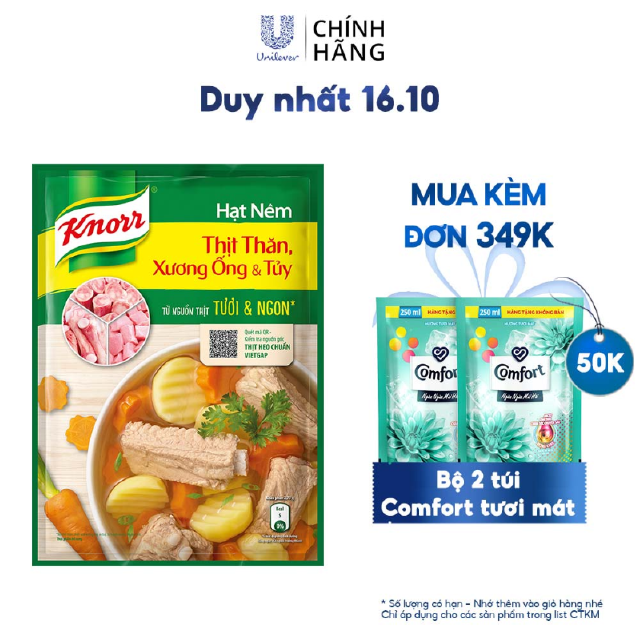 Hạt Nêm Knorr Thịt Thăn, Xương Ống và Tủy Bổ Sung Vitamin A 900g