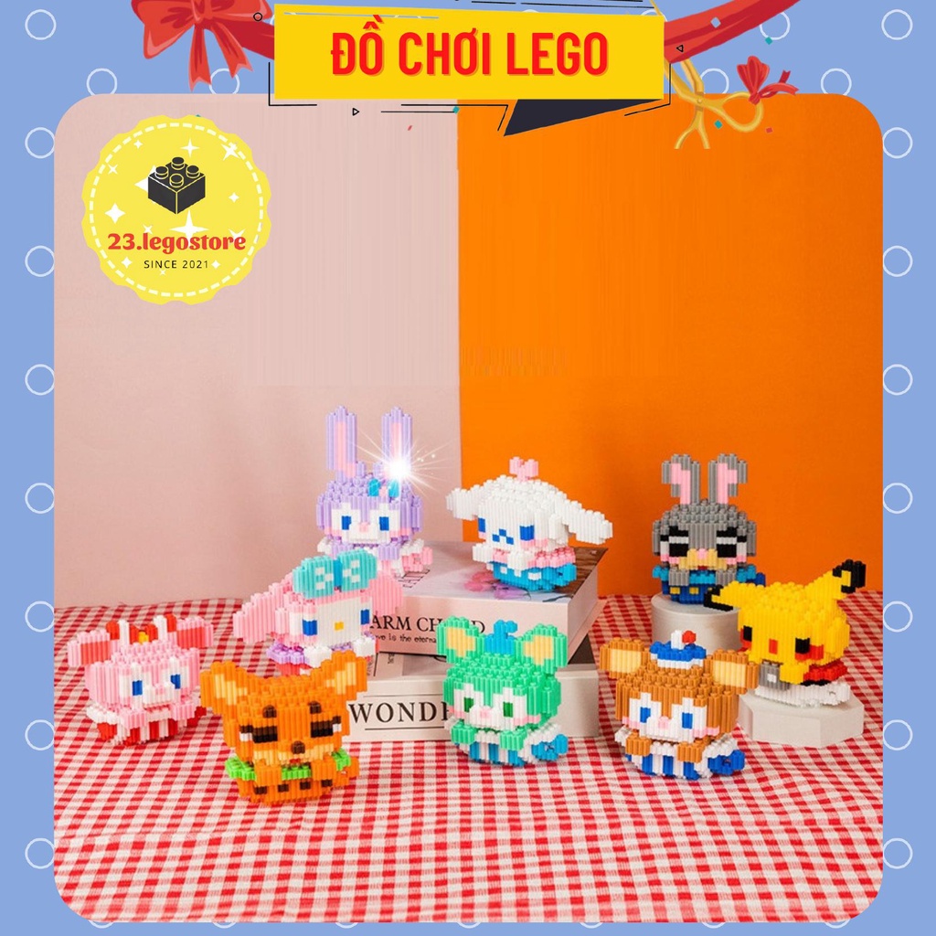 Bộ đồ chơi lắp ghép hình thú cưng thỏ gấu mini cực dễ thương , Đồ chơi lắp ráp động vật mini gấu và thỏ