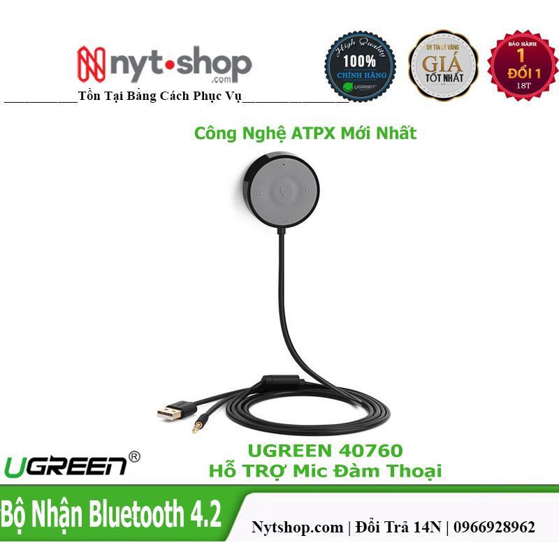 Bộ Kết Nối Bluetooth 4.2 ATPX Có Mic Đàm Thoại Ugreen 40760