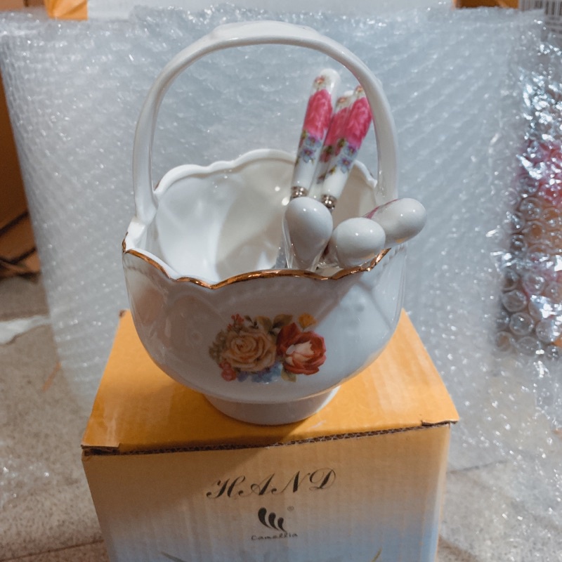 giỏ sứ đựng thìa dĩa cao cấp hình ovan