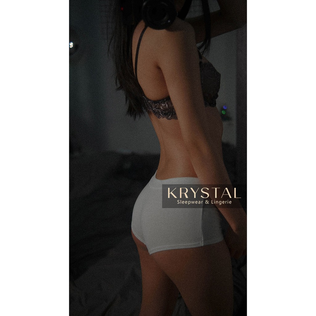 Quần đùi cotton lưng cao tới rốn ôm bụng màu trơn in hoa cúc KRYSTAL NK29