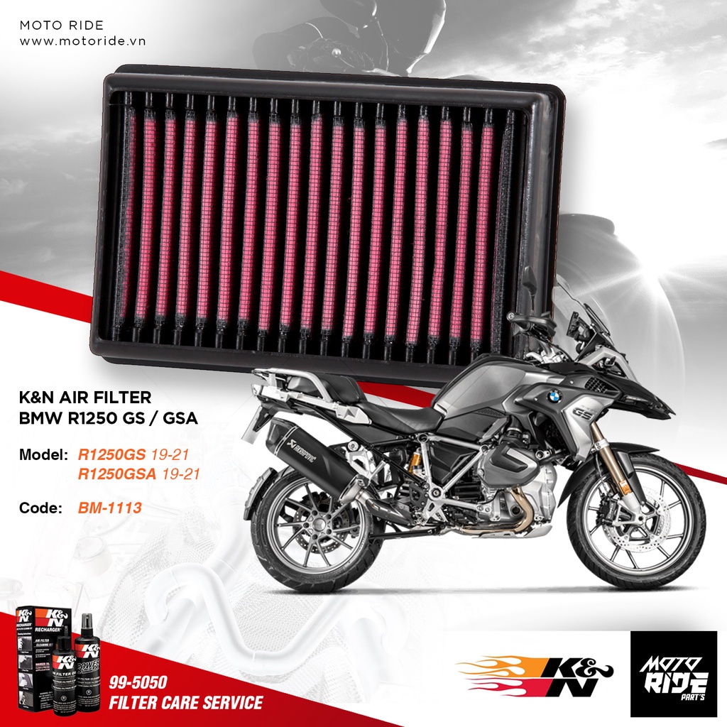 K&amp;N BM-1113 LỌC GIÓ ĐỘ CHO BMW R 1200 1250 R / RS / GS / GSA