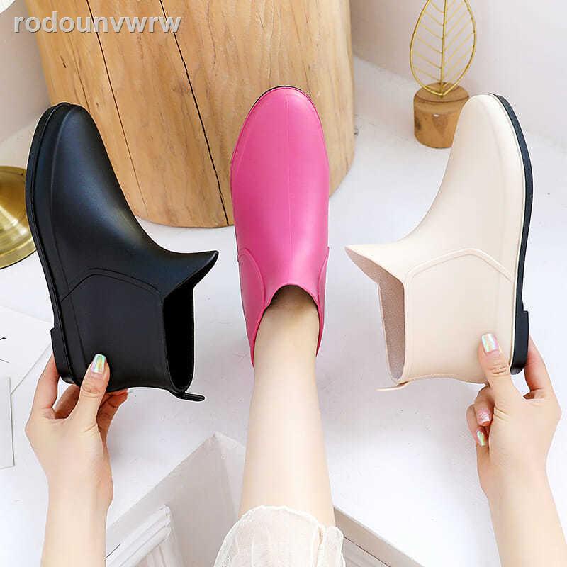 ✌✻Giày đi mưa mùa hè phụ nữ ống ngắn phong cách thời trang mặc bên ngoài không thấm nước Hàn Quốc kẹo dễ thương cao su t