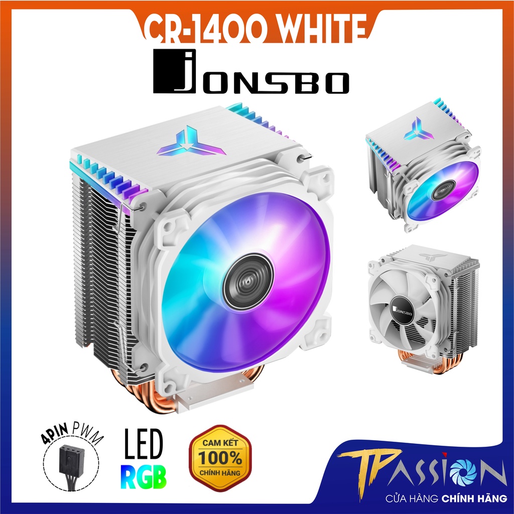 Tản nhiệt khí CPU Jonsbo CR-1400 White (Màu Trắng) LED RGB - 4 ống đồng, fan 9cm