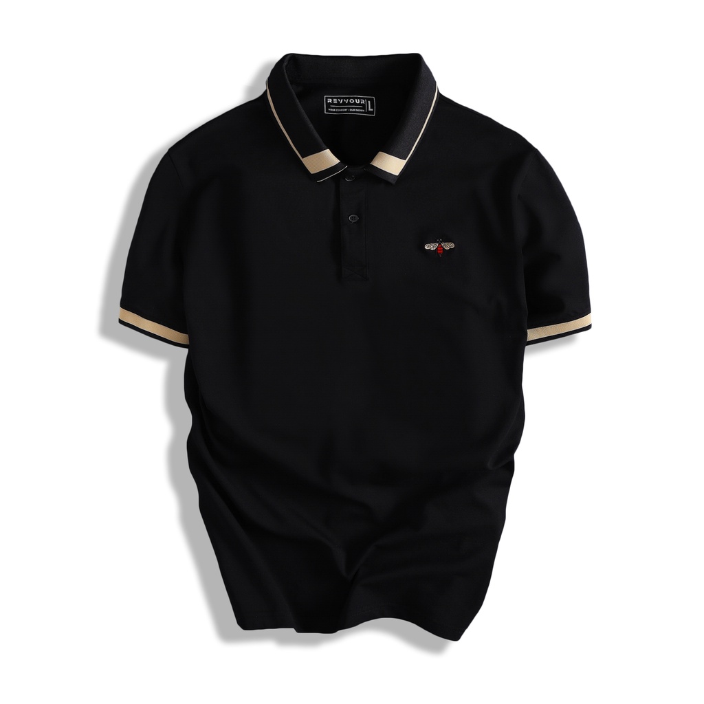 Áo Polo Nam BeeArt Black chất vải CVC cao cấp mềm mát,co giãn thoải mái,dễ phối đồ - REVVOUR
