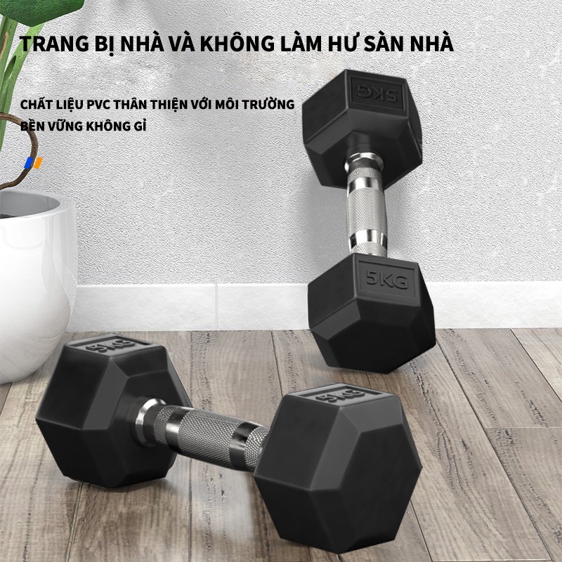 Tạ tập tay 5KG  bánh tạ, nam nữ tập gym tập thon tay thể dục đa năng  lõi gang đặc bọc cao su cao cấp thể dục tại nhà