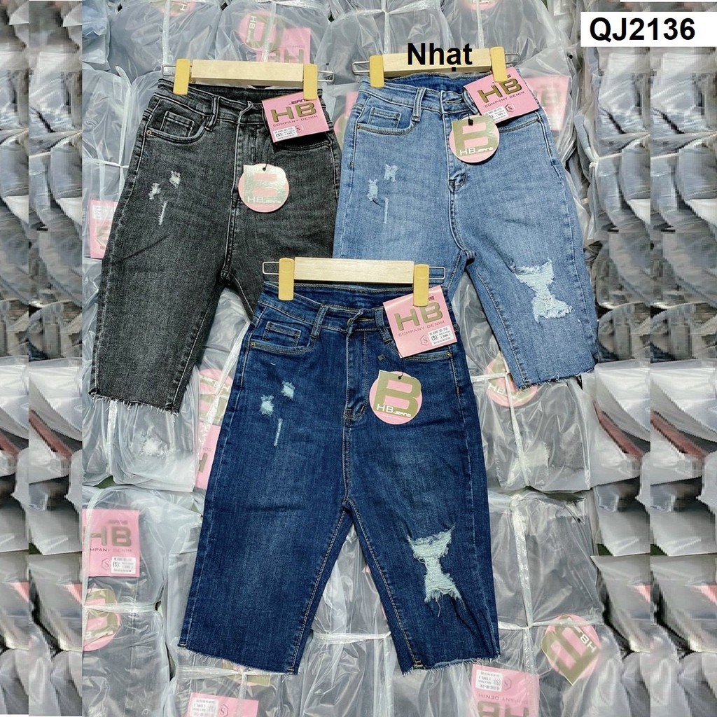 Quần jean ngố nữ co giãn lưng cao QJ09