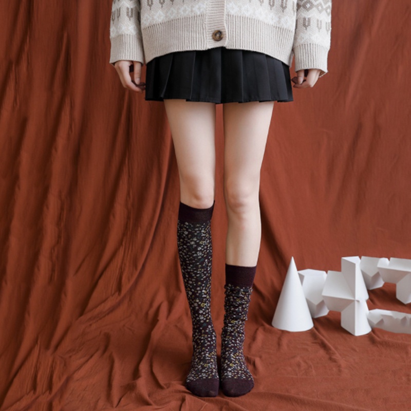 Tất Cotton Dài Qua Gối In Họa Tiết Hoa Nhỏ Phong Cách Harajuku Nhật Bản Cổ Điển Thời Trang Mùa Thu Cho Nữ