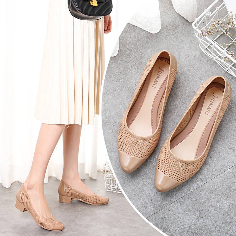Giày nhựa đi mưa chịu nước ,chống trơn trượt, thoáng chân, dáng búp bê công sở Vuajay V258