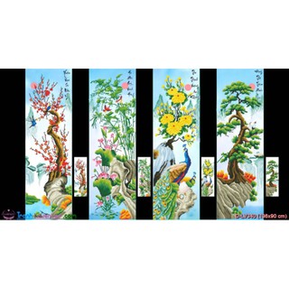 tranh đính đá tứ quý tùng cúc trúc mai lv340 136 x 90