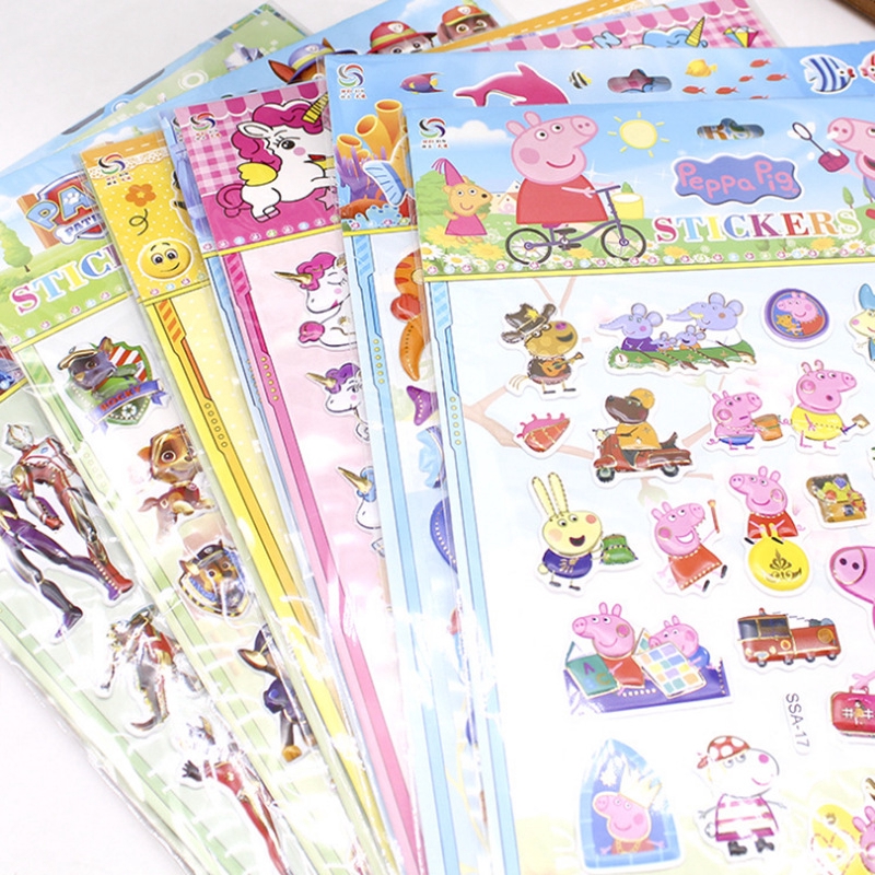 Miếng dán kiểu bong bóng họa tiết hoạt hình Frozen/ My Little Pony 3D dùng trang trí album/ nhật ký diy