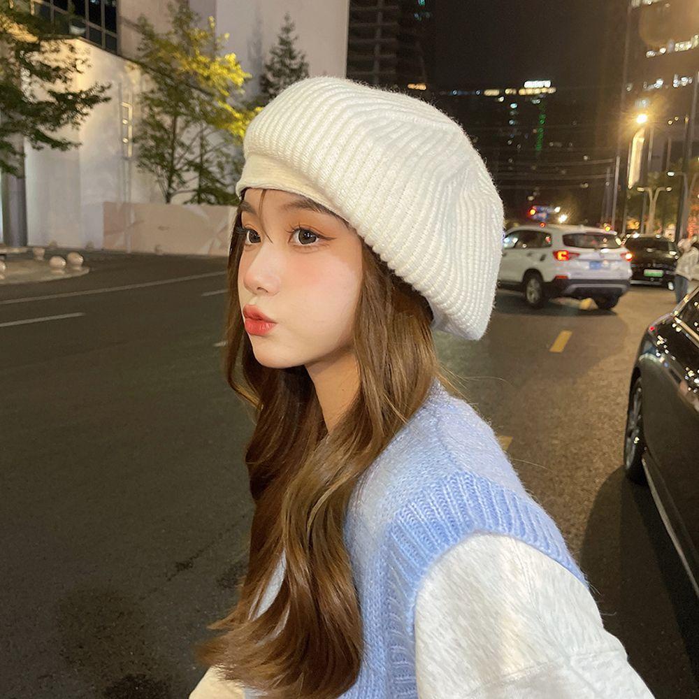Mũ Beret Dệt Kim Co Giãn Phong Cách Thời Trang Nhật Bản Dành Cho Nữ