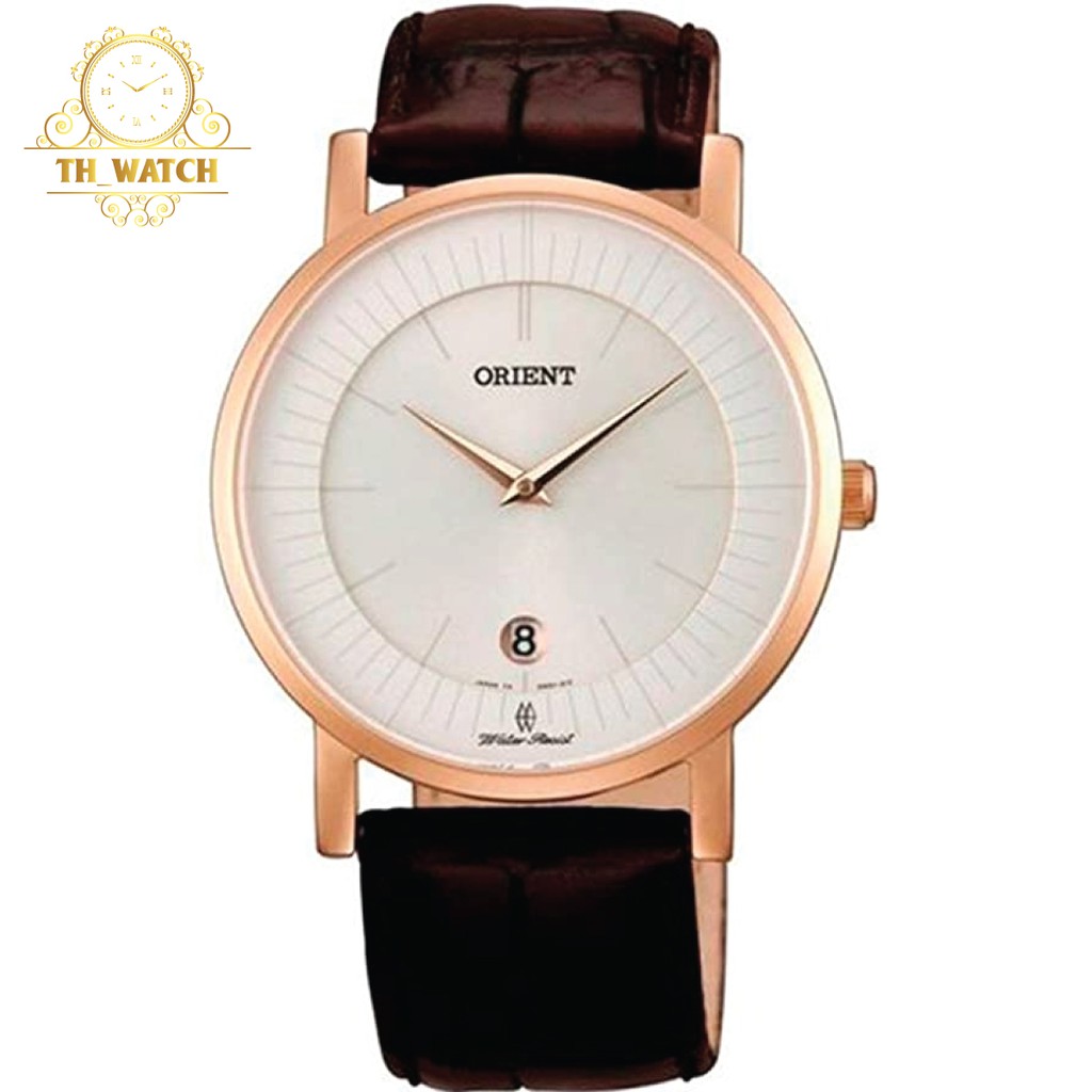 Đồng hồ Nam Orient siêu mỏng, mặt trắng, dây da, kính shapphire FGW0100CW0