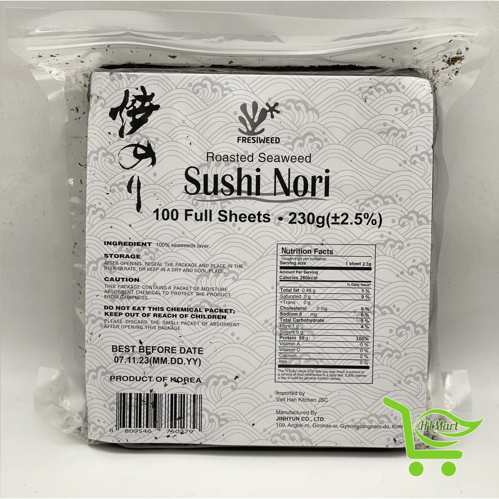 50 Lá rong biển cuốn cơmtúi zip 💚Freeship💚  Sushi Nori Fresiweed Hàn Quốc 115g