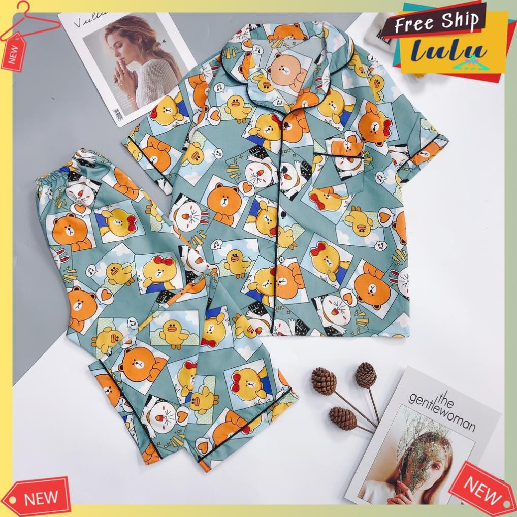 Pijama kate thái lửng freesize dưới 62kg Lulu Shop, đồ bộ mặc nhà nữ áo cộc quần lửng ngố. đẹp