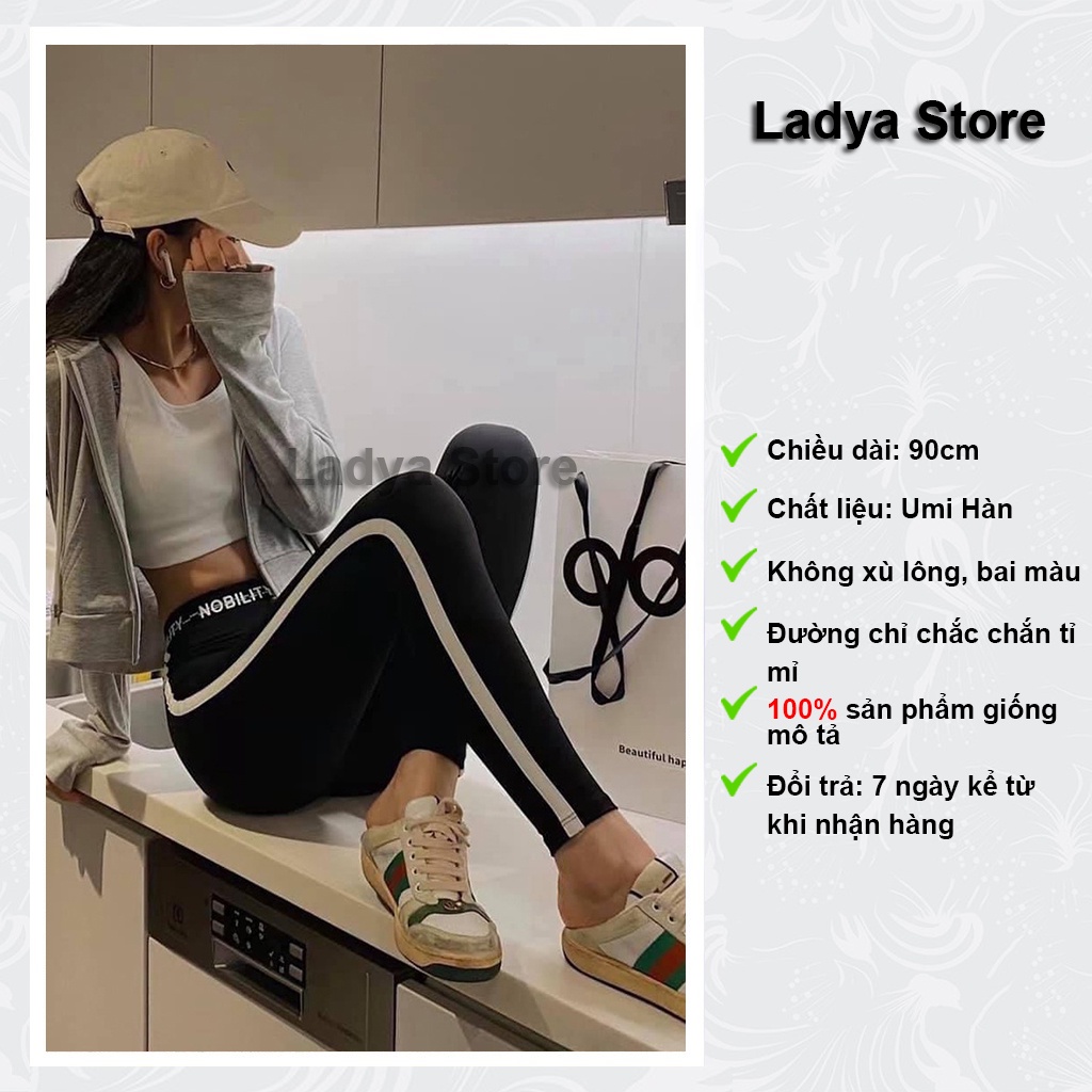 Quần legging nữ hàn cạp chữ phối sọc cực xinh LADYA STORE M602