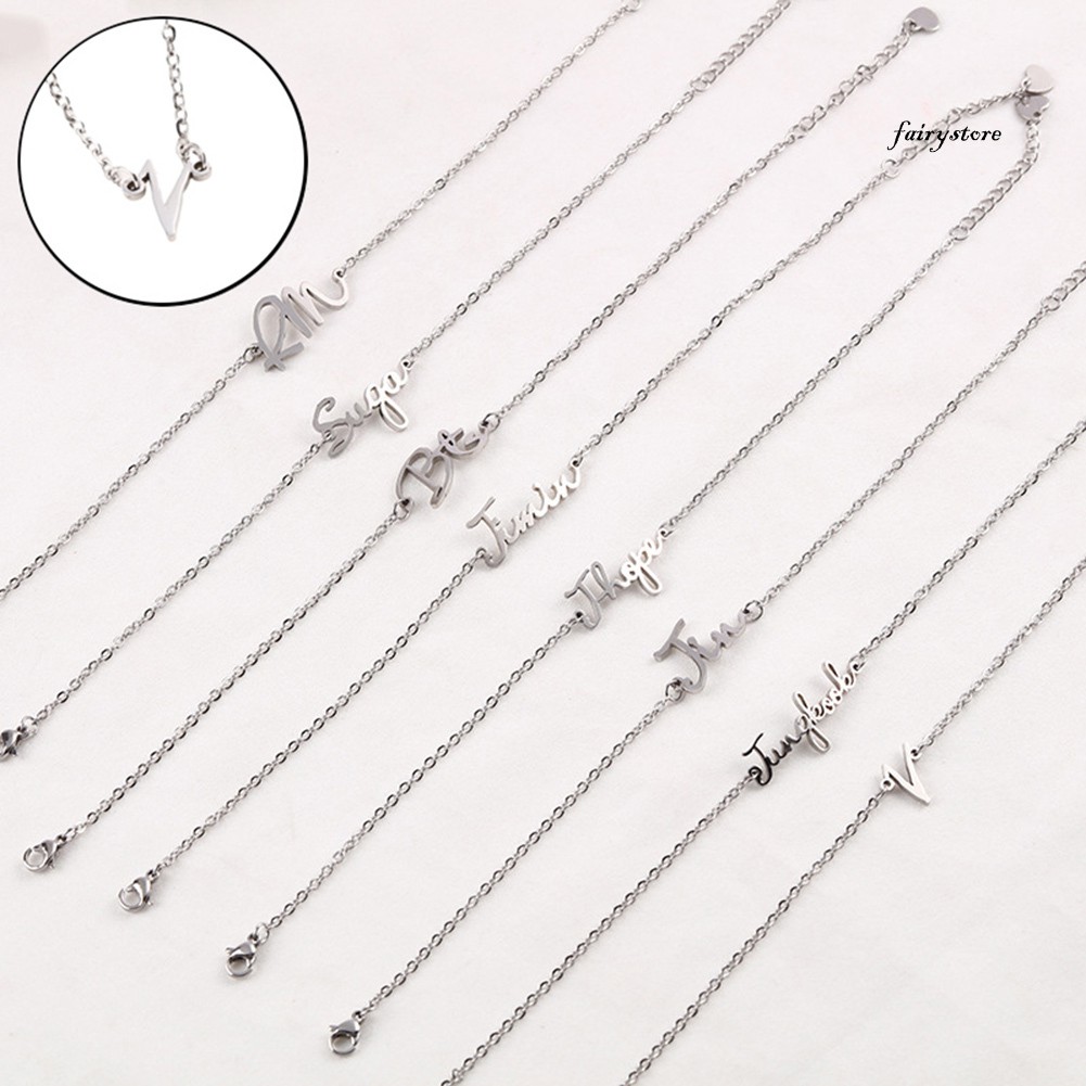 Vòng tay thép không gỉ với mặt dây tên thành viên nhóm nhạc BTS