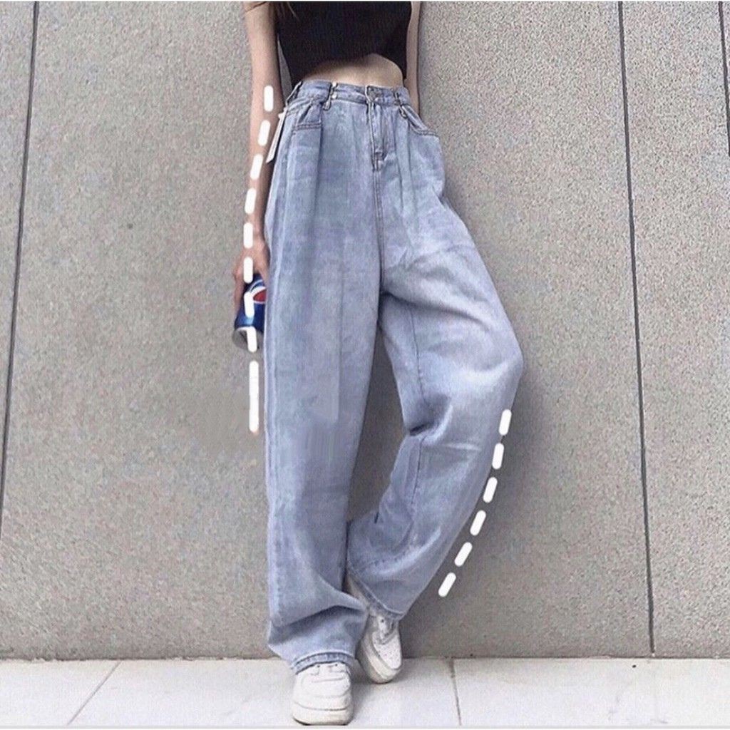 QUẦN BÒ ỐNG RỘNG LƯNG CAO SANMINHCHAU quần jeans ống rộng lưng cao, vải bò dày đẹp , không giãn ,dáng suông unisex QD4