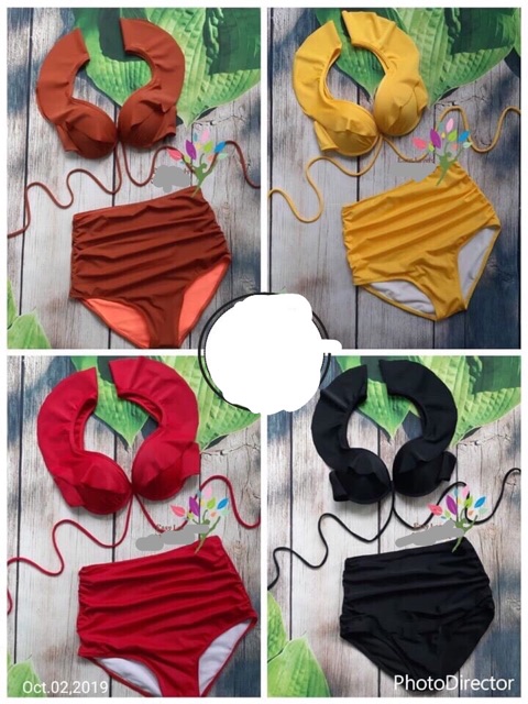 Bikini 2 Mảnh Áo Bèo Đỏ Thời Trang Nữ Mặc Đi Biển Sexy