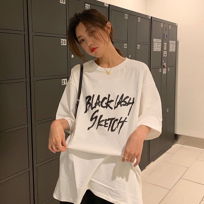 Áo thun tay lỡ unisex Black