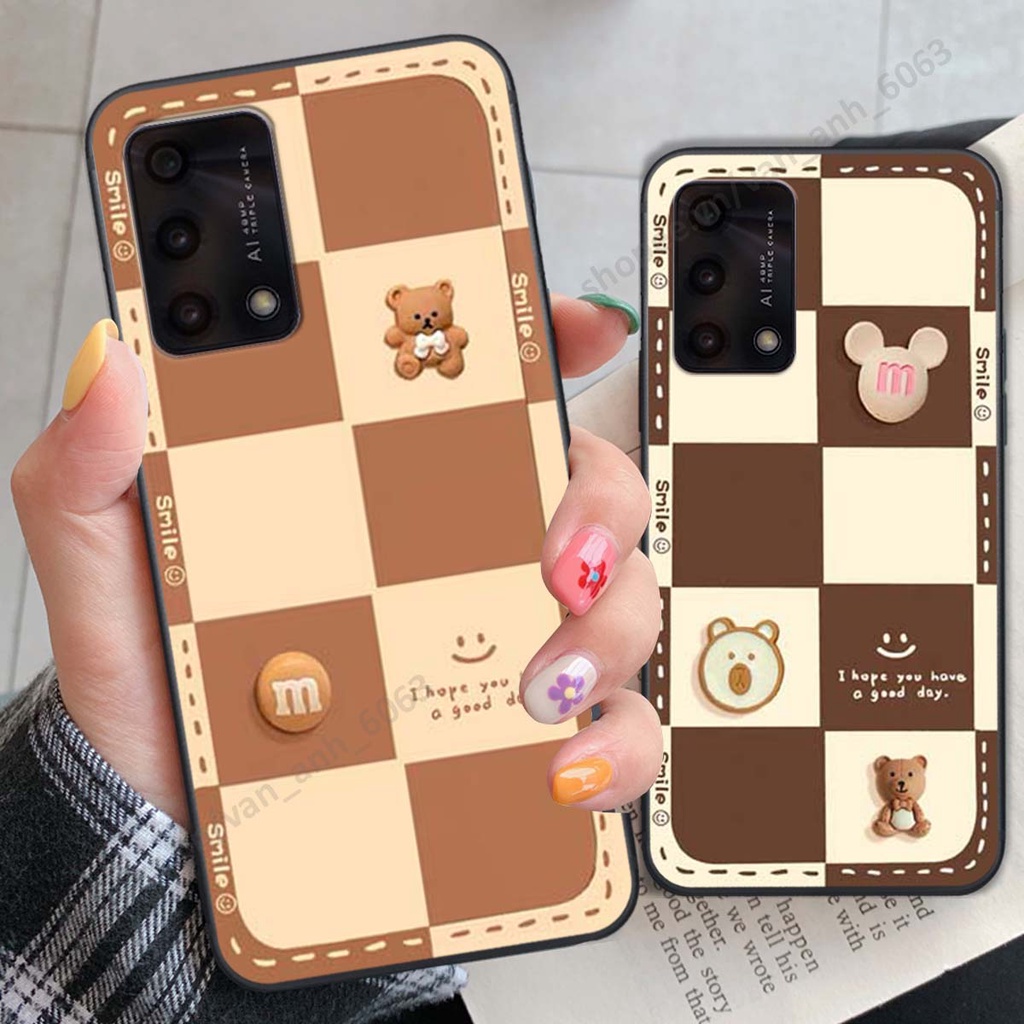 Ốp lưng Oppo A74 / A94 / A95 hình gấu, kẹo dễ thương cute