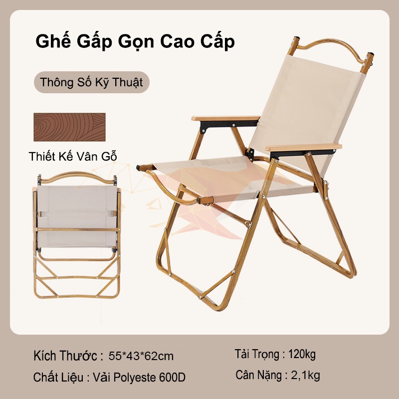 Ghế xếp du lịch gấp gọn khung hợp kim chắc chắn bền đẹp, ghế gấp dã ngoại dùng khi cắm trại, câu cá, picnic