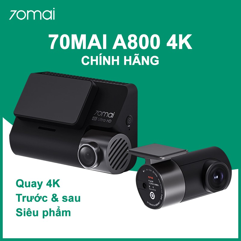 Camera hành trình Xiaomi 70mai A800 quay truớc sau 2 mắt, 4K, chính hãng cao cấp