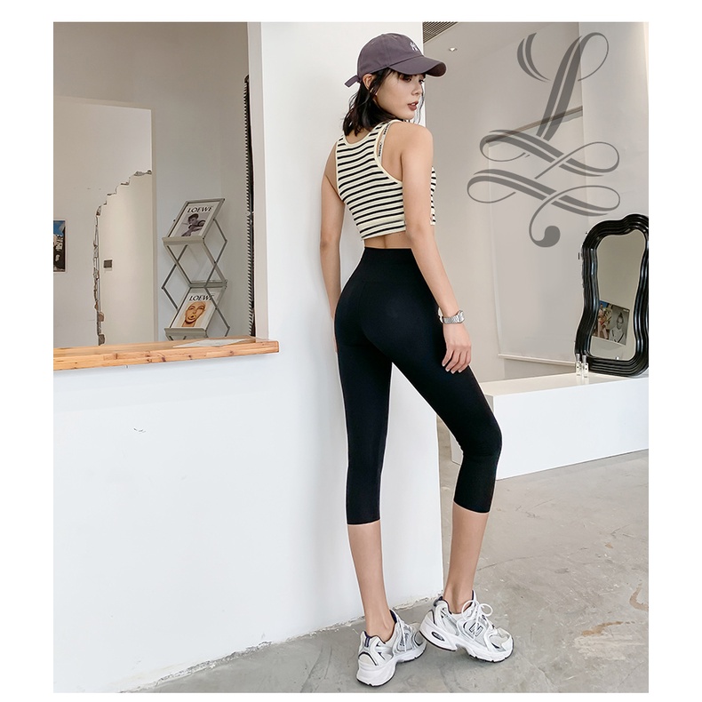 Quần legging dài quần legging ngố lưng cao dày dặn nâng mông 2 túi LALI