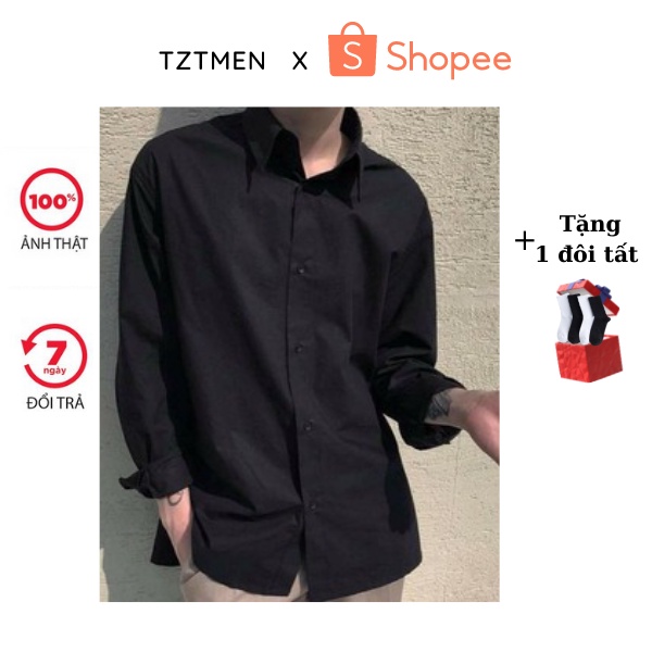 Áo sơ mi dài tay nam nữ Basic Trơn Unisex form rộng Hàn Quốc đi chơi đi học đi làm Sang Xịn Mịn