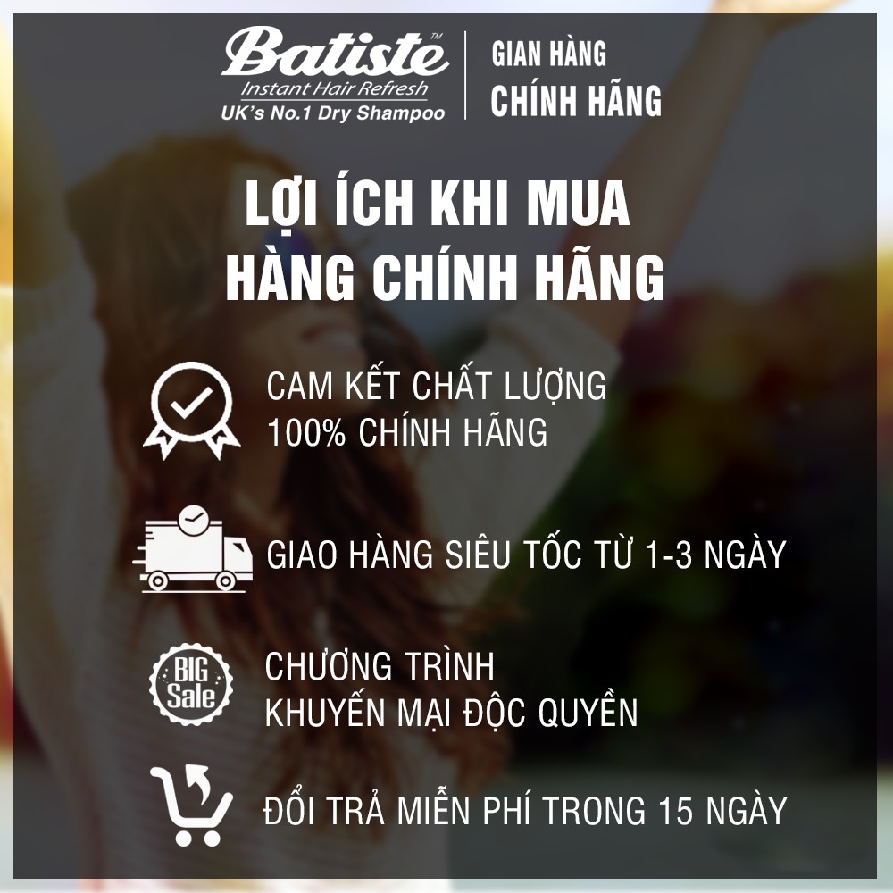 Dầu Gội Khô Hương Anh Đào - Batiste Dry Shampoo Fruity & Cheeky Cherry 50ml