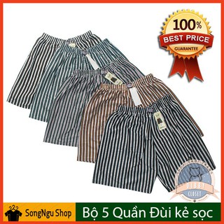 Combo 5 - 7 quần đùi nam mặc nhà, quần đùi nam kẻ sọc thoáng mát