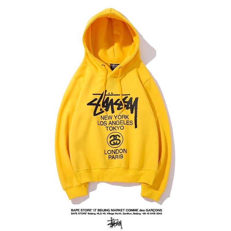 Áo Hoodie Cotton Hai Mặt In Chữ STUSSY Thời Trang Đường Phố Unisex