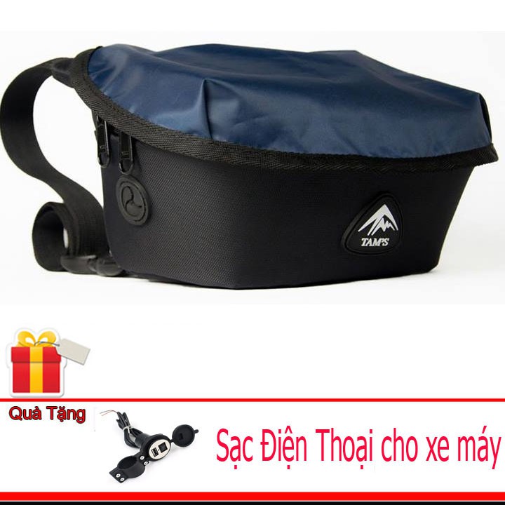 Túi treo xe máy Tam's dành cho Grab chuyên dụng màu đen có tấm che mưa SUNHA SH3679