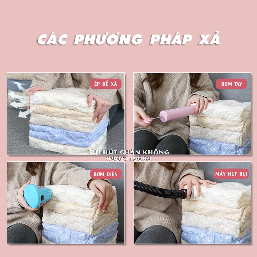 Túi Hút Chân Không Vuông Đáy Ép Tay Hoặc Dùng Bơm Siêu Rộng Tiết Kiệm Không Gian Chống Ẩm Mốc