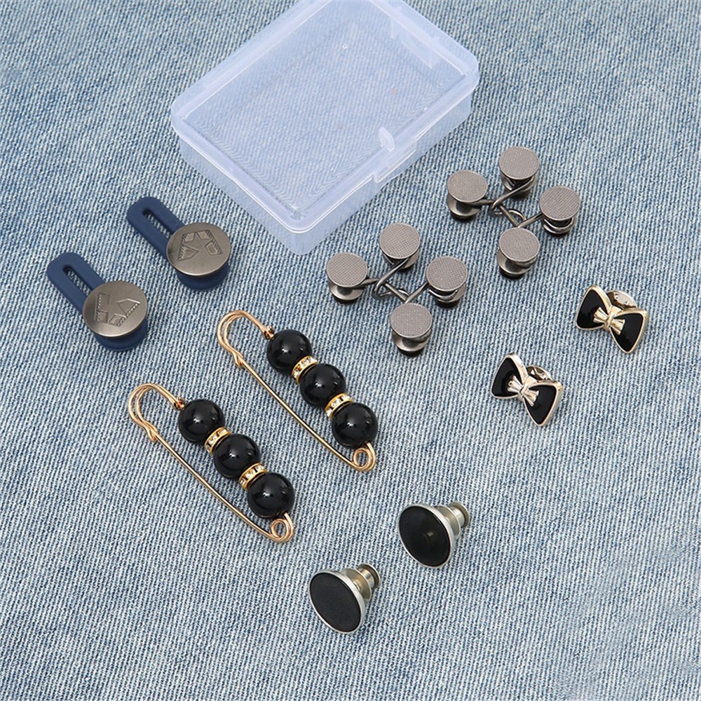 Bộ 10 nút thắt lưng bằng kim loại không đục lỗ hình hoa cúc nhỏ điều chỉnh được