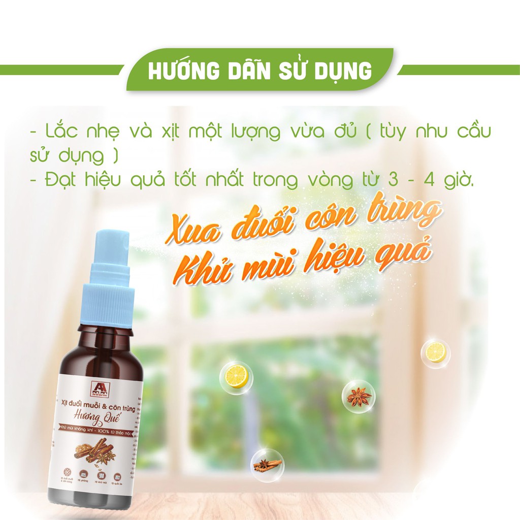 Xịt Tinh Dầu Đuổi Muỗi & Côn Trùng An An Tinh Chất Quế 50ml.