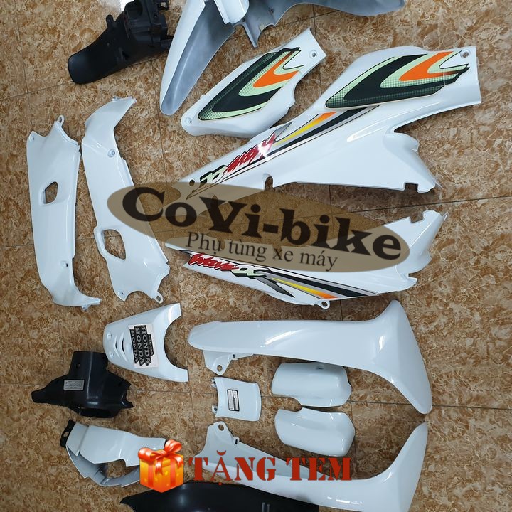 Bộ dàn áo xe Wave 110 -ZX- anpha cũ đời 1997 đến 2006 màu Trắng  Pha đèn trước xe Wave cũ - SPB-CBW-trắng