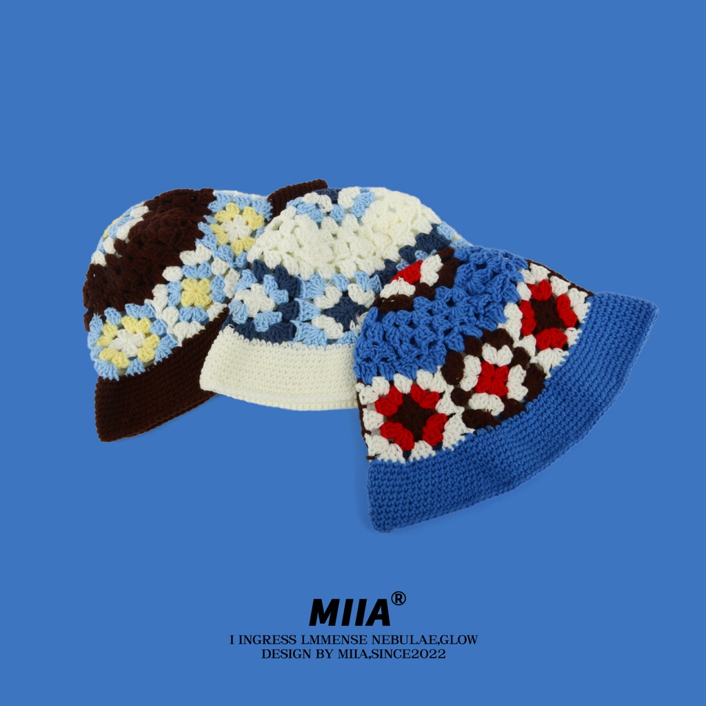 Nón Tai Bèo Đan Len Thoáng Khí Màu Sắc Tương Phản Phong Cách Hàn Quốc