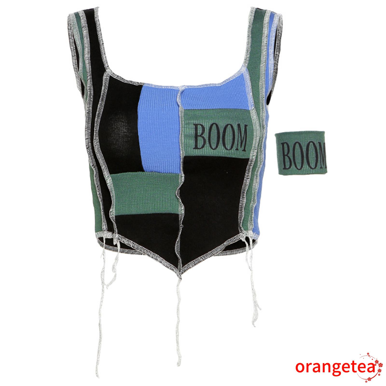 ORT-Women´s Sleeveless Halter Vest, Sexy Contrast Color Stitching Underwaist, High Waist Backless Tank Tops | BigBuy360 - bigbuy360.vn