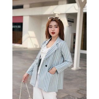 Áo vest kẻ nữ blazer thời trang nữ thu đông công sở Hàn Quốc