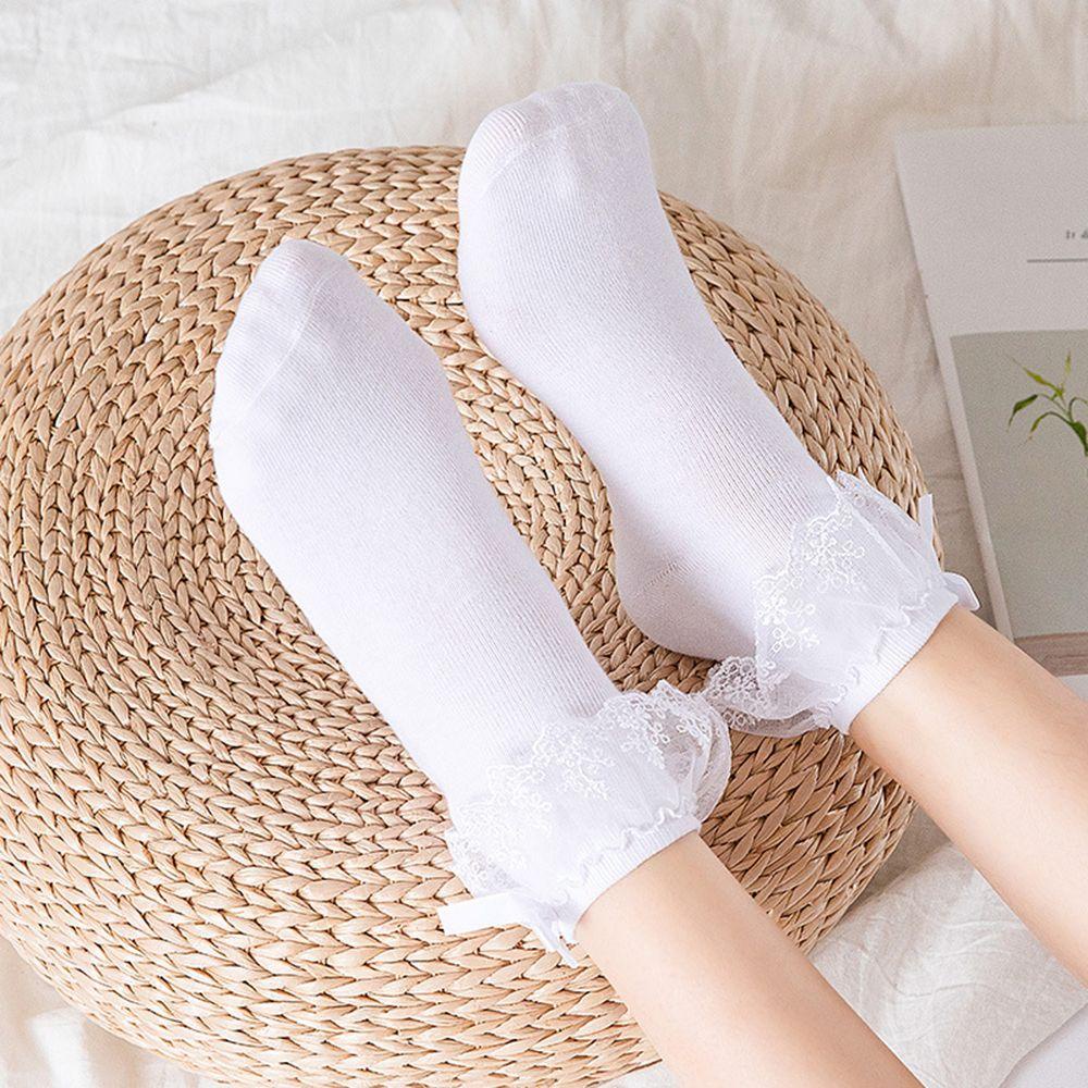 Vớ Cổ Thấp Phối Ren Thoáng Khí Thắt Nơ Xinh Xắn Thời Trang Cho Nữ