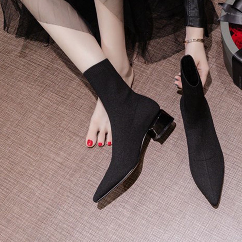 Giày bốt IELGY dệt kim cổ cao thời trang dành cho nữ