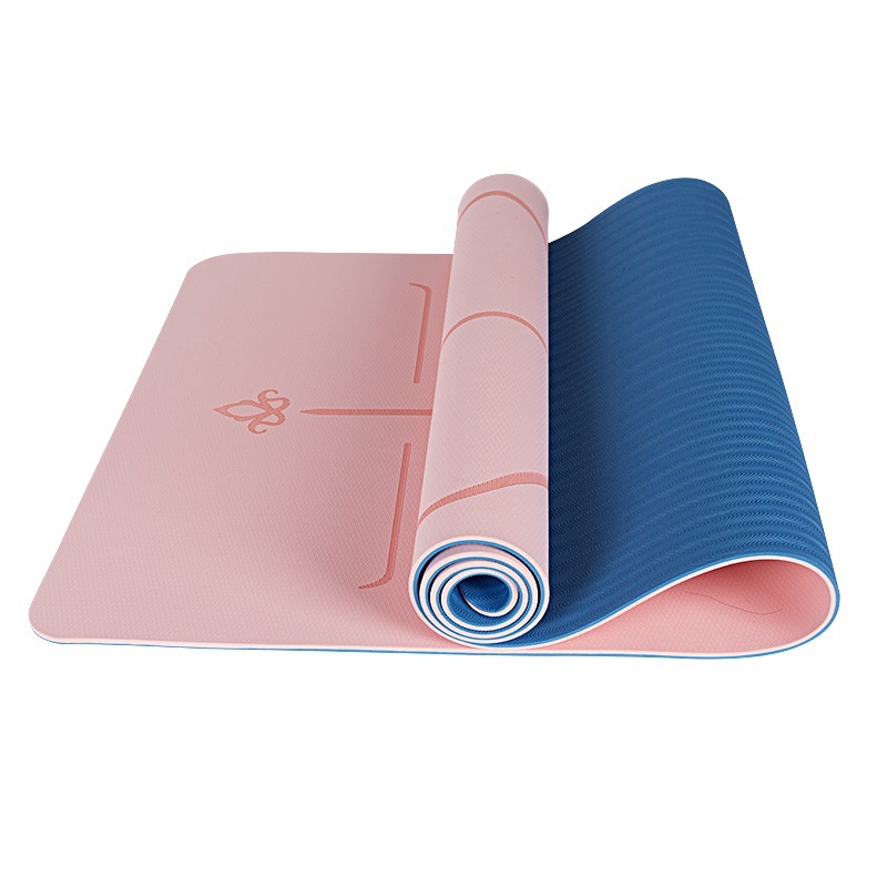 Thảm tập yoga, thảm tập gym tại nhà THAMES chống trượt TPE định tuyến 2 lớp dày 8mm – Tặng Kèm Túi