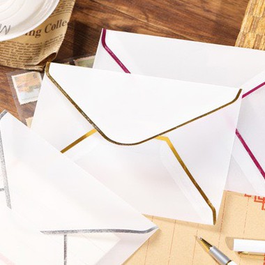 Bộ 3 phong bì giấy mờ viền nhũ kim đơn giản sang trọng (PB08)