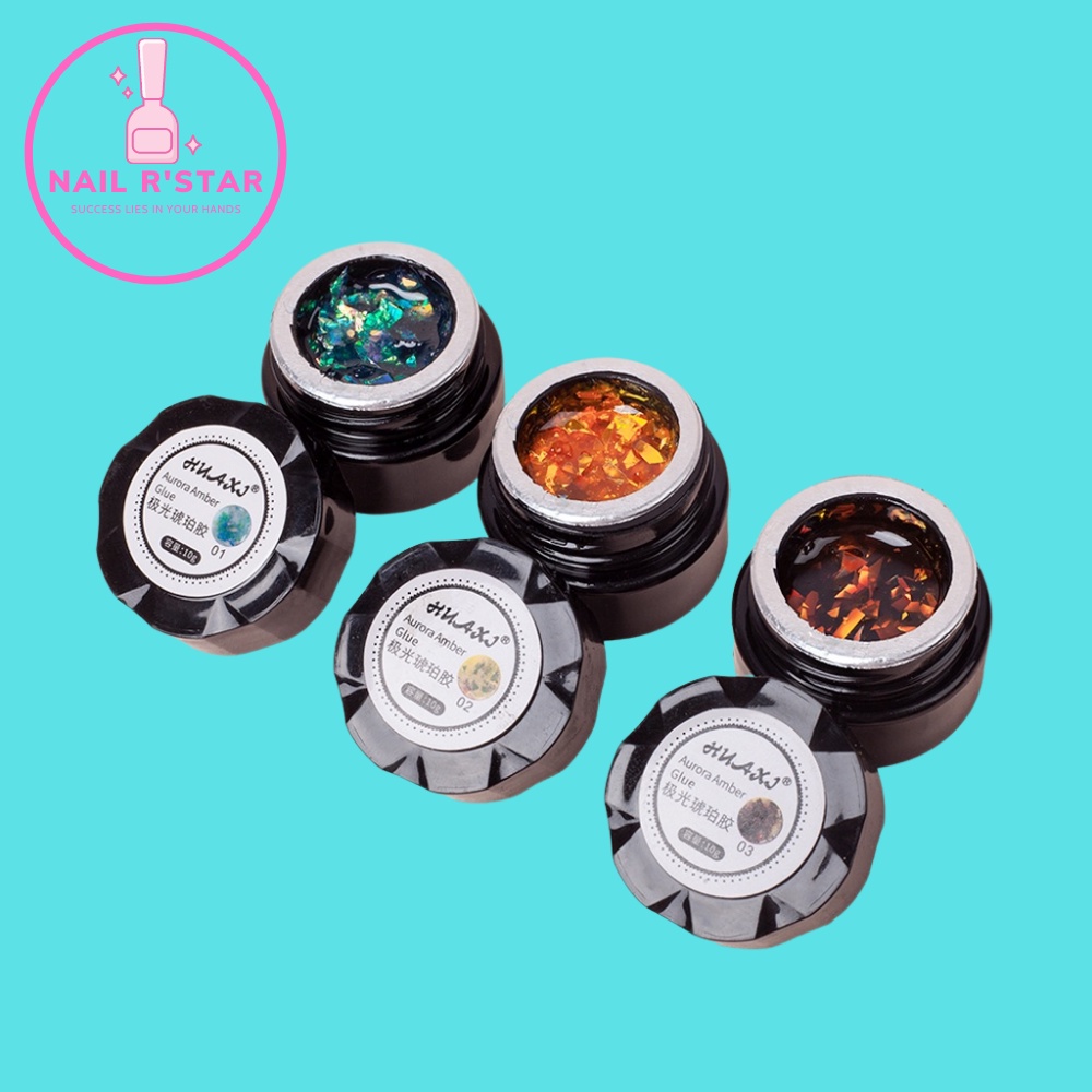 Gel nhũ khổng tước Huaxi 6 màu trang trí móng theo phong cách Hàn Nhật – Gel nhũ hổ phách Huaxi rất đẹp  NAIL