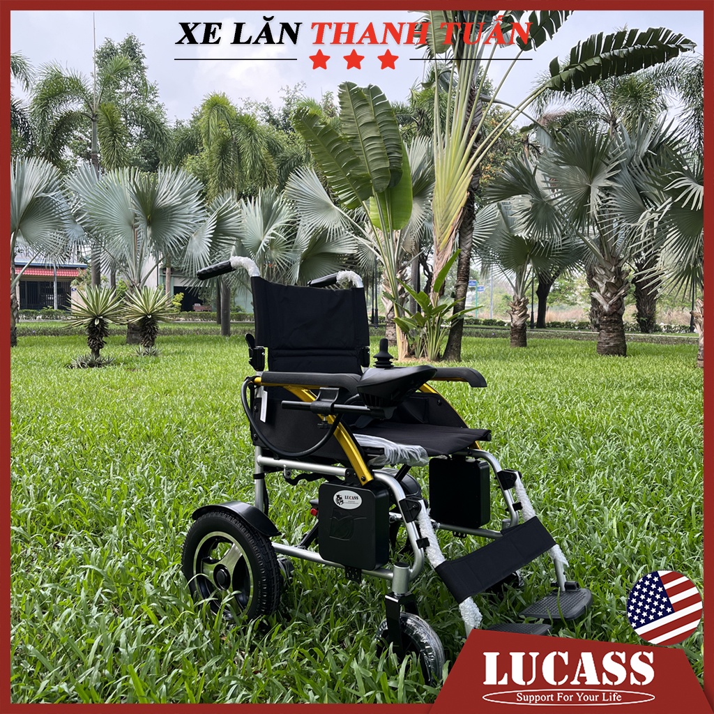 XE LĂN ĐIỆN LUCASS XE-122L thương hiệu Mỹ - Xe lăn tự động chạy bằng điện 1 lần sạc 20km