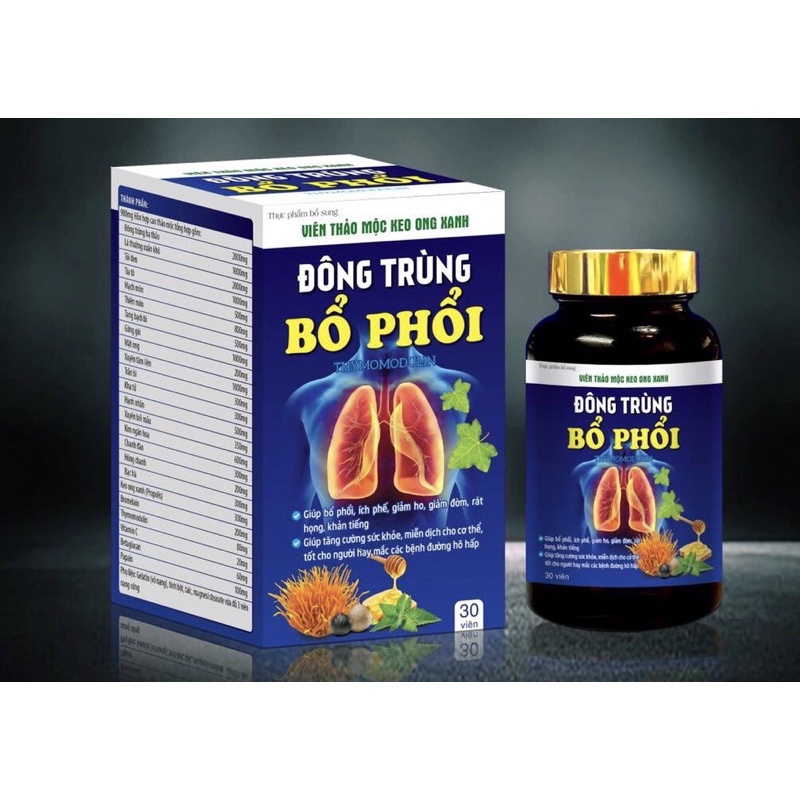 ✅Viên uống thảo mộc, keo ong xanh hẬu.c0vid.Đông trùng bổ phổi (hộp 30v)