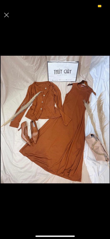 SET VÁY COTTON ZIP XOÈ MIX KHOÁC CARDIGAN