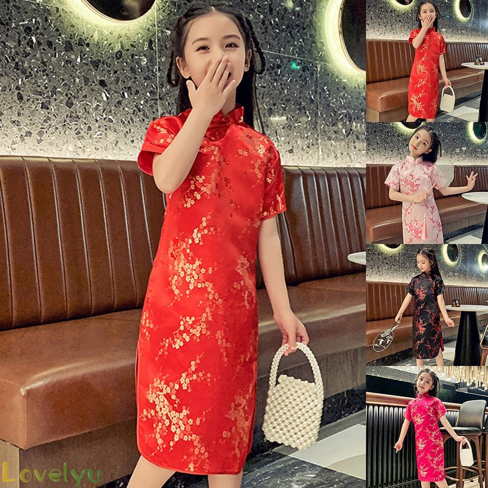Sườn xám Qipao 100% cotton thời trang Trung Hoa chất lượng cao cho bé gái